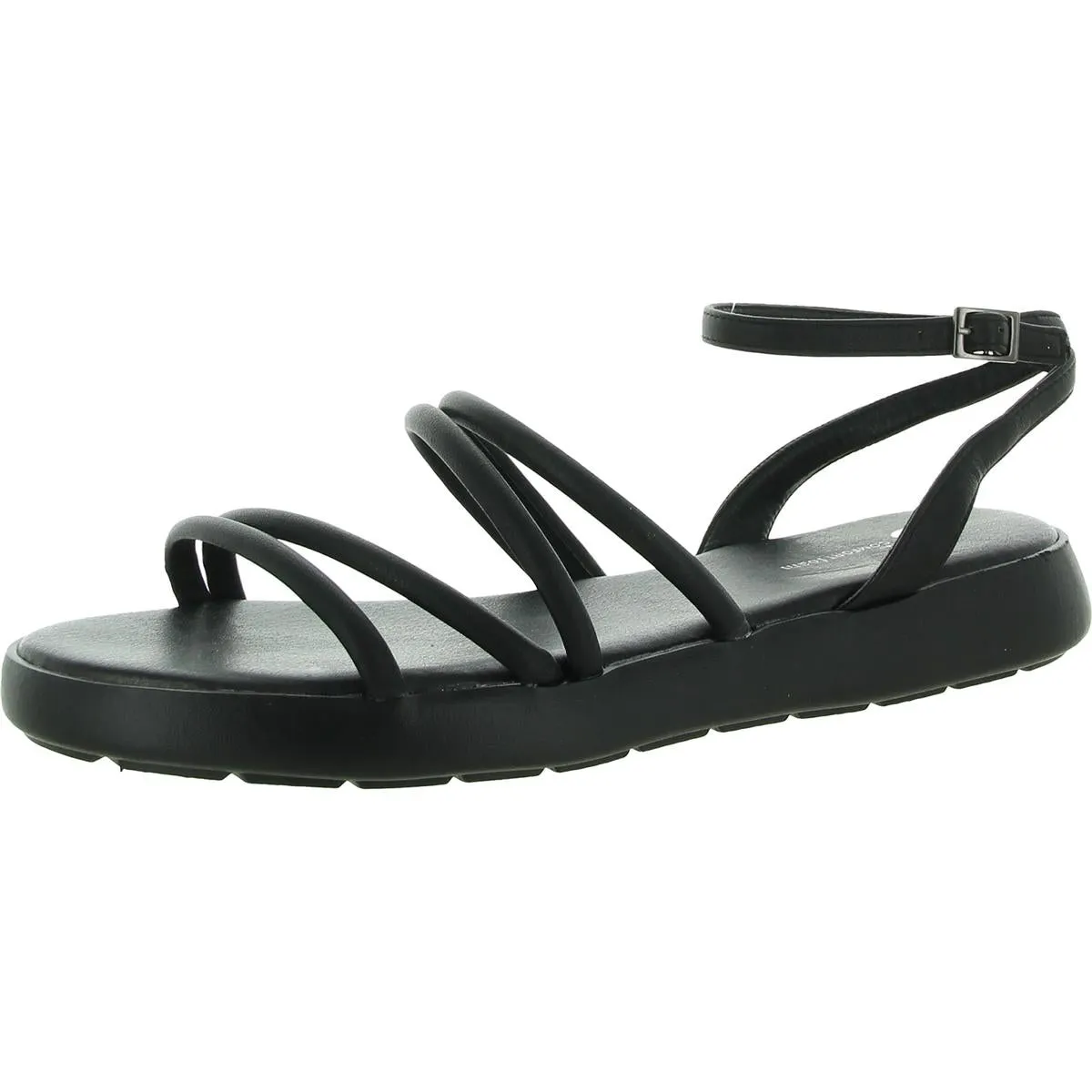 Womens Faux Leather Ankle Strap Flatform Sandals
