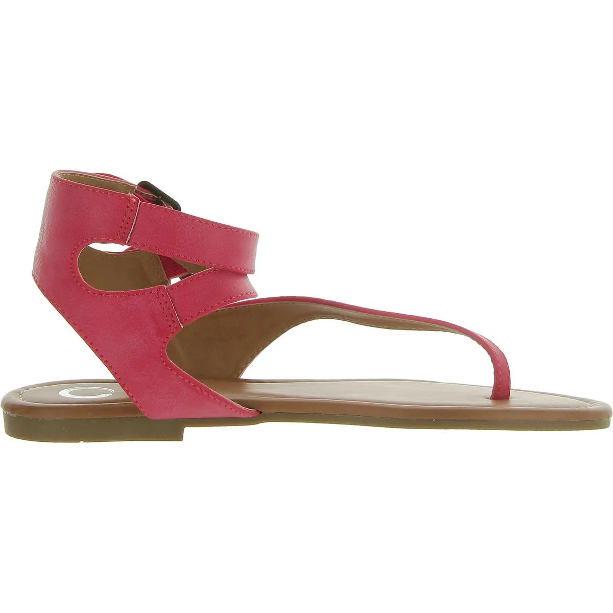 Womens Faux Leather Ankle Thong Sandals