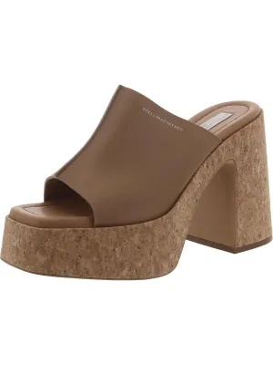 Womens Faux Leather Block heel Mule Sandals