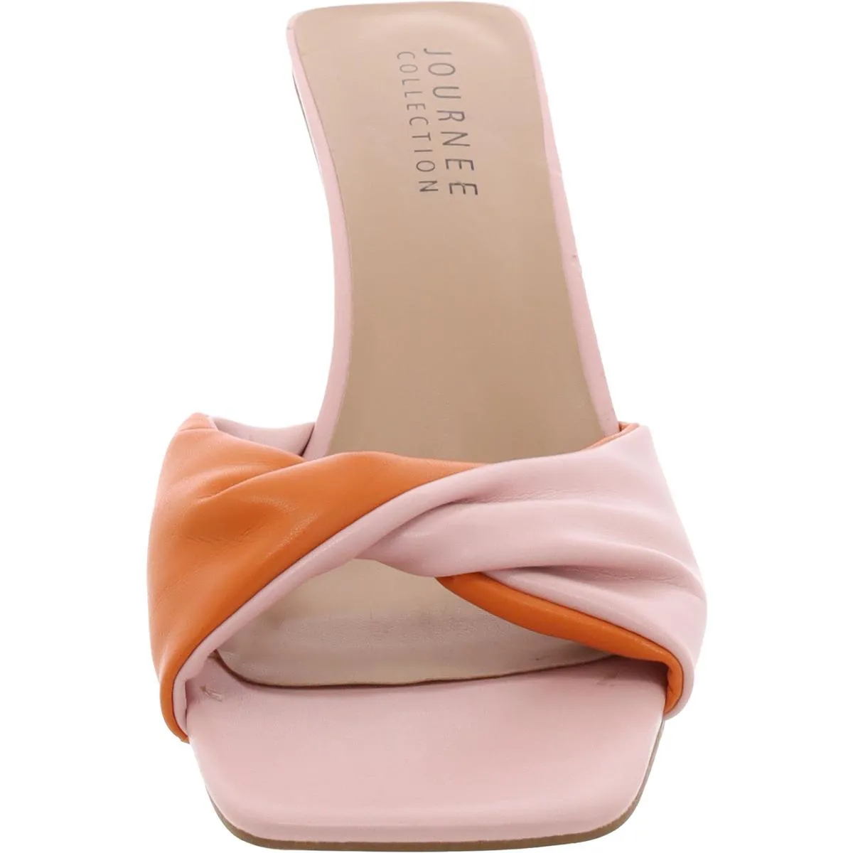 Womens Faux Leather Open Toe Block Heel