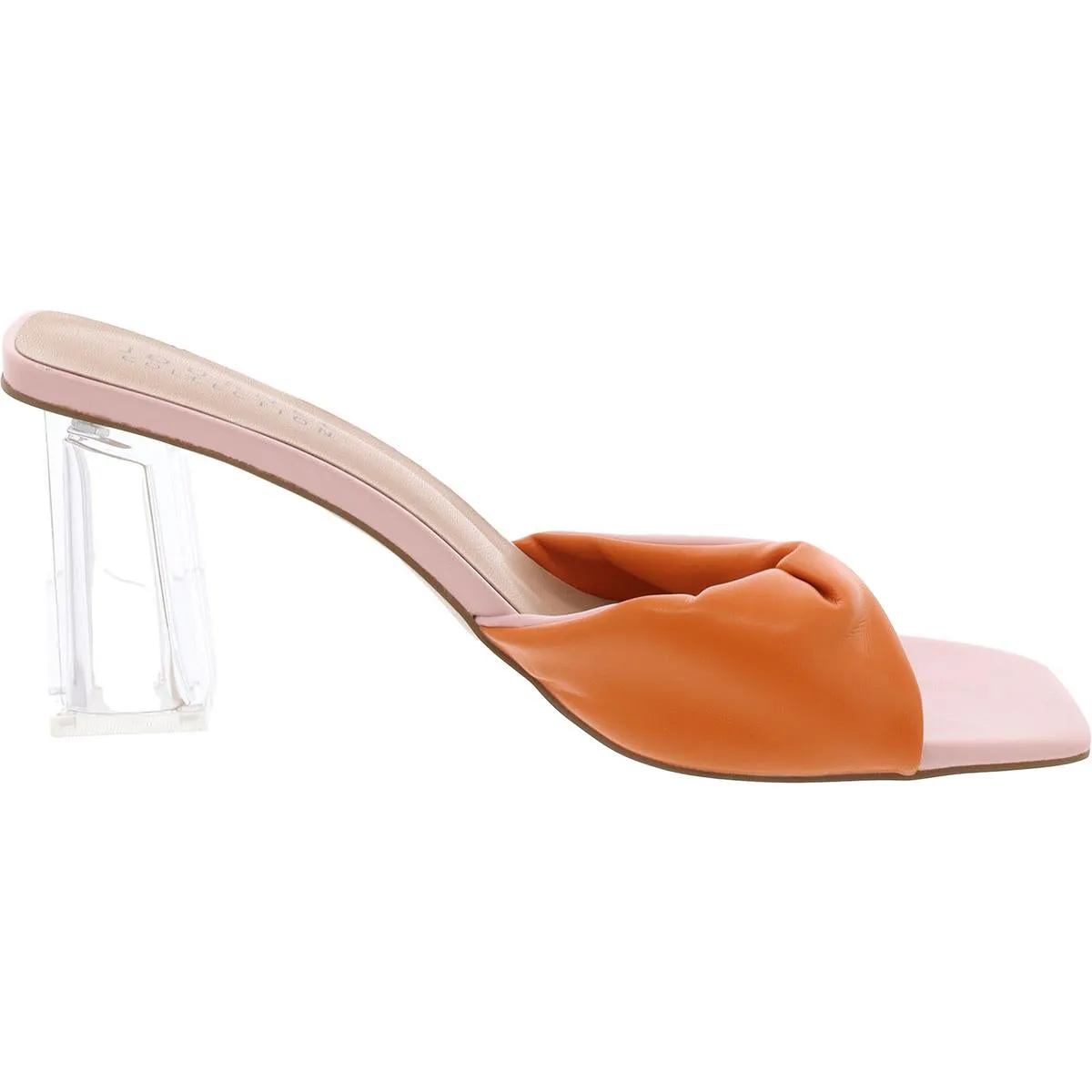 Womens Faux Leather Open Toe Block Heel