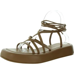 Womens Faux Leather Open Toe Strappy Sandals