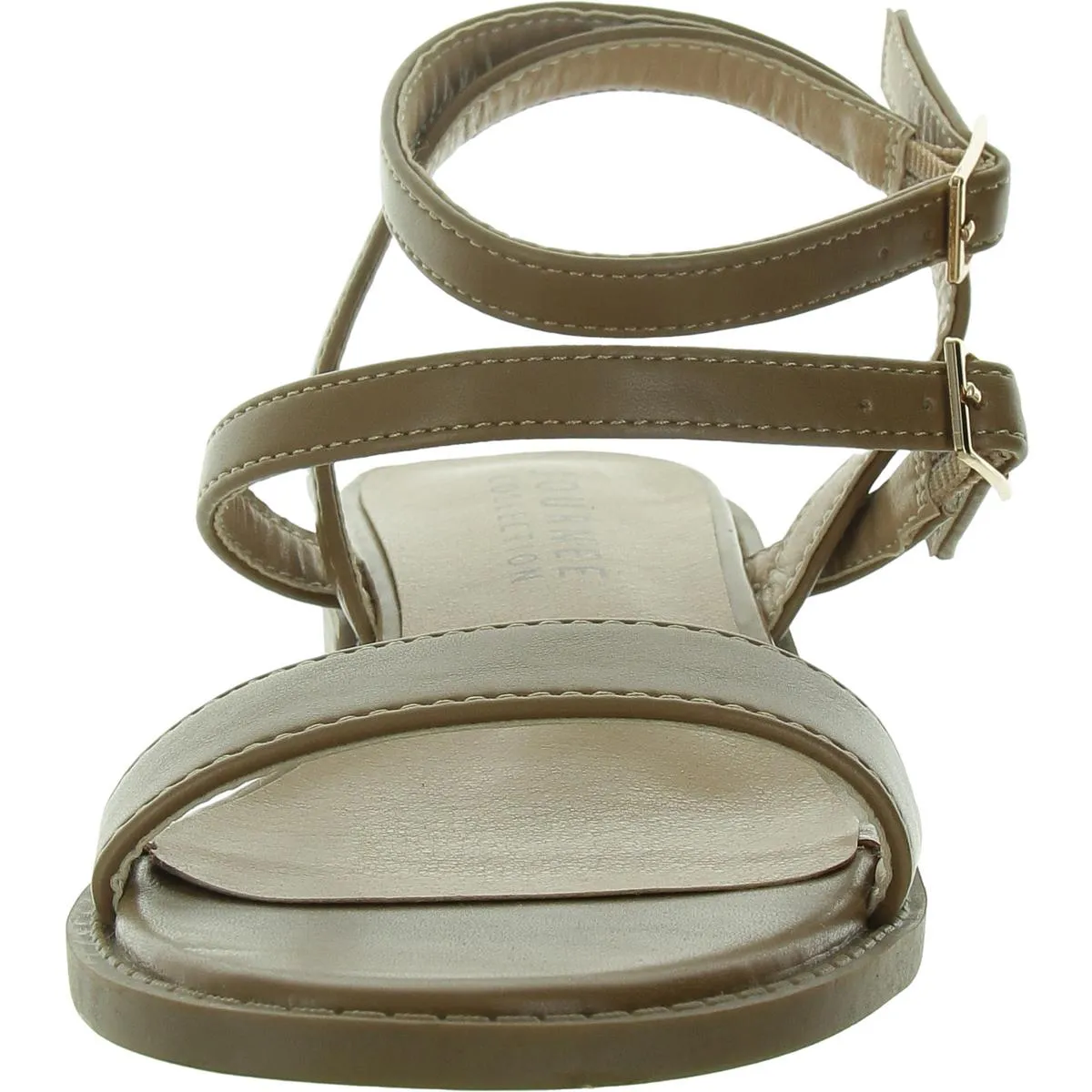 Womens Faux Leather Round Toe Ankle Strap
