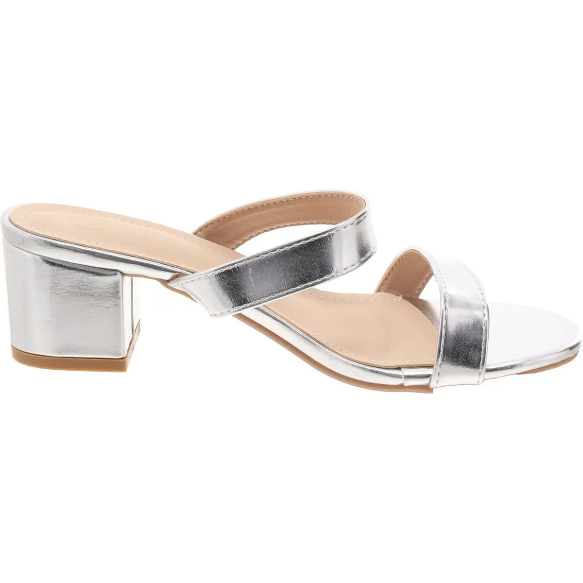 Womens Faux Leather Slip On Block Heel