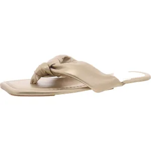 Womens Faux Leather Slip-On Thong Sandals
