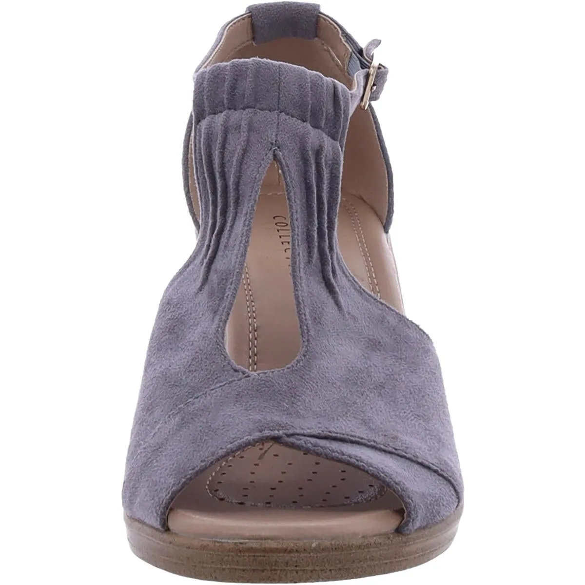 Womens Faux Suede Ankle Strap Platform Sandals