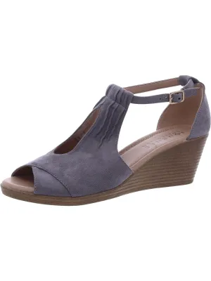 Womens Faux Suede Ankle Strap Platform Sandals