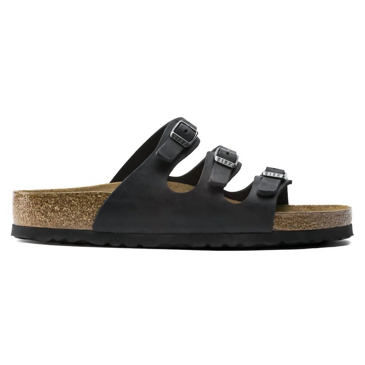 Women's Florida Soft Footbed Oiled Leather Slide Sandal In Black