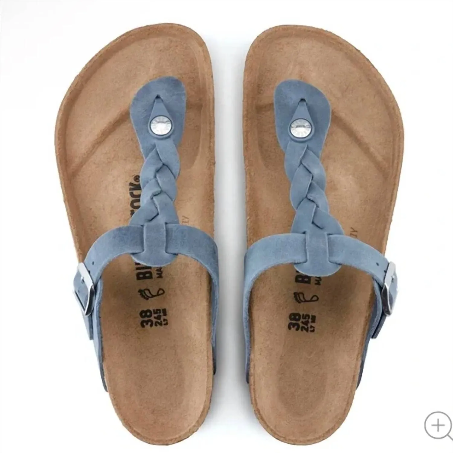 Women's Gizeh Oiled Leather Braided Sandals In Dusty Blue