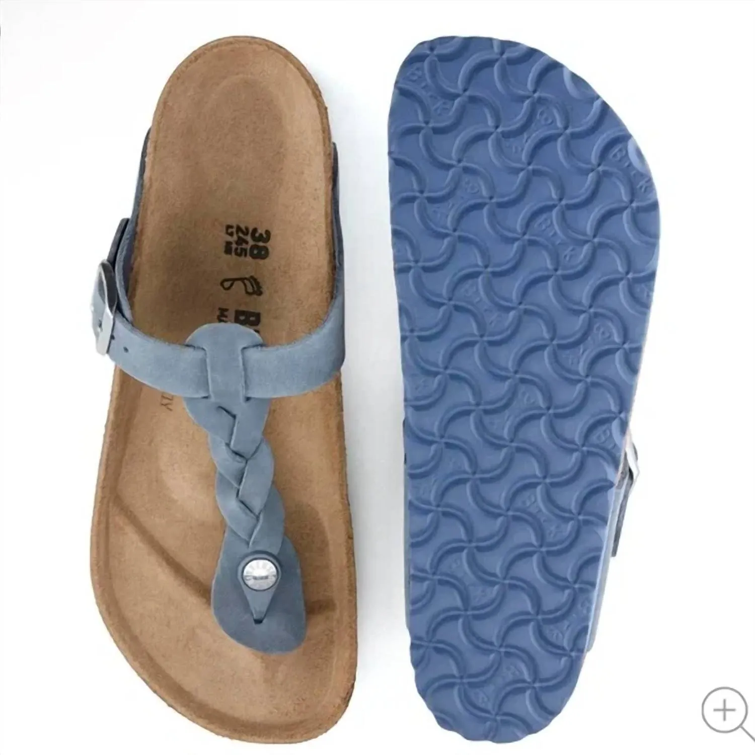 Women's Gizeh Oiled Leather Braided Sandals In Dusty Blue