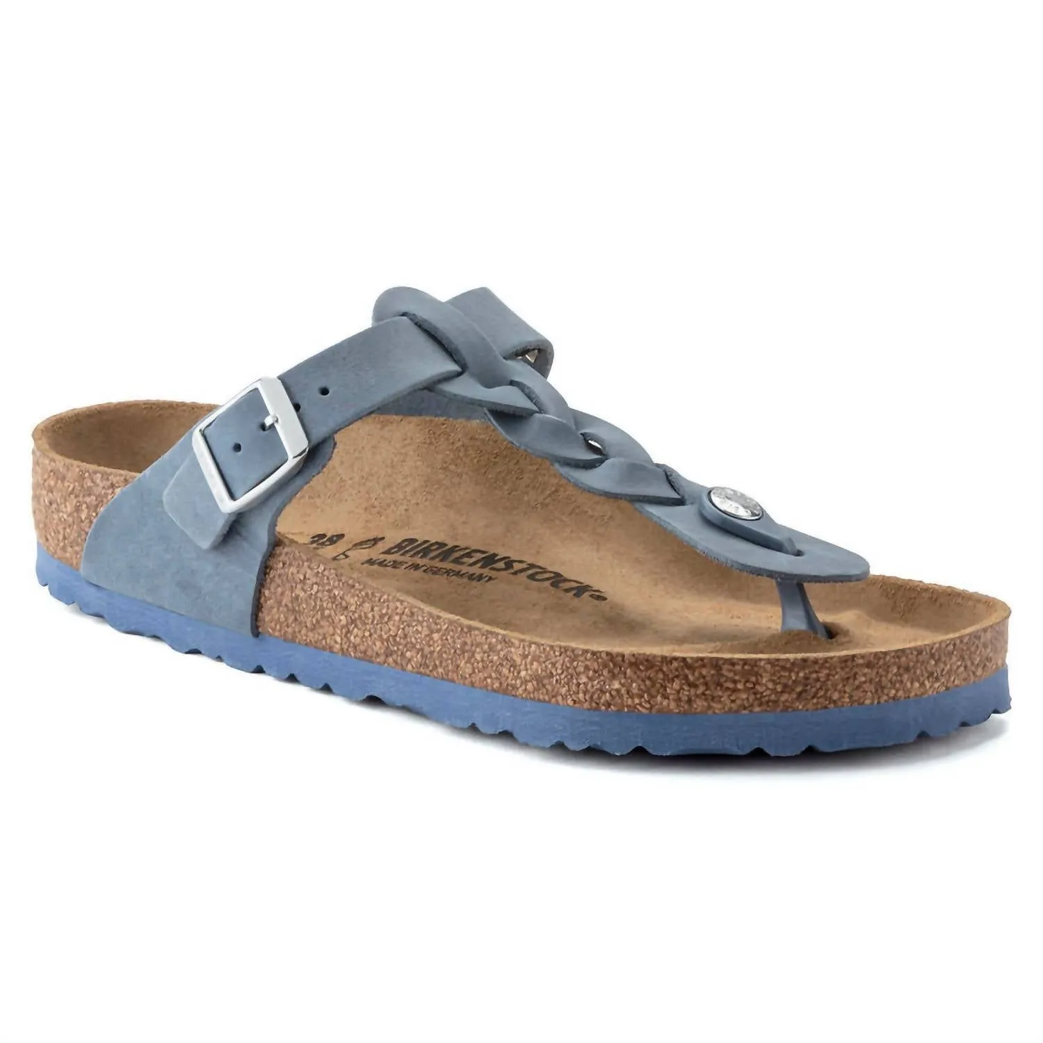 Women's Gizeh Oiled Leather Braided Sandals In Dusty Blue