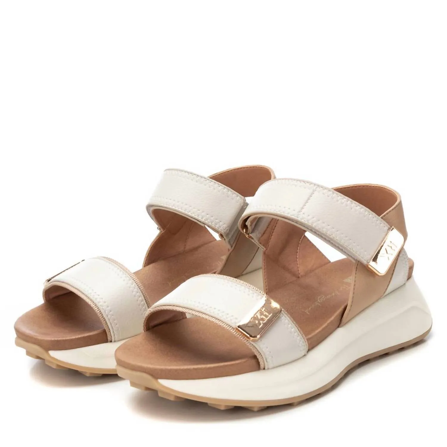 Women's Low Wedge Sandals In Beige