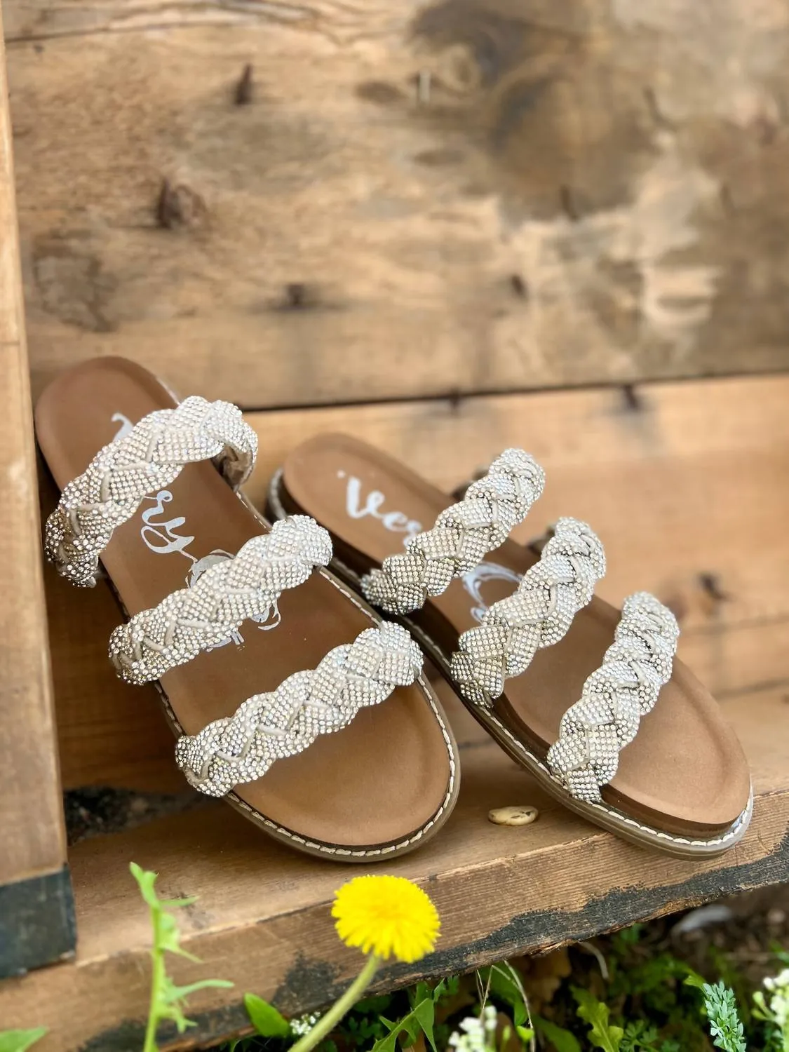 Women's Luxurious Braided Sandals In Silver