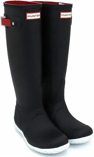 Women's Original Flat Heel Calendar Sole Tall Rain Boots In Black/hunter Red
