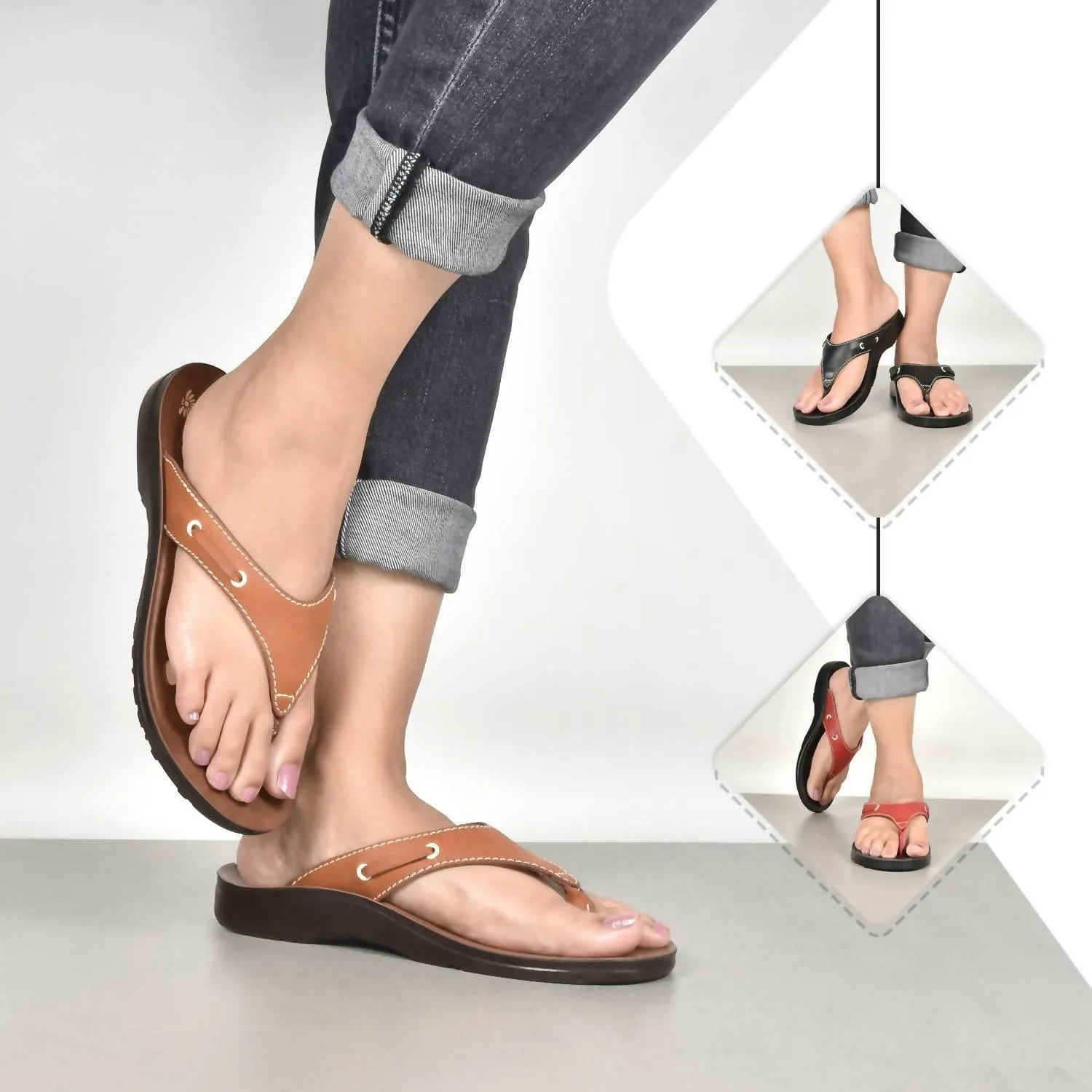 Women's Paradigm Thong Flip Flops Sandals In Tan