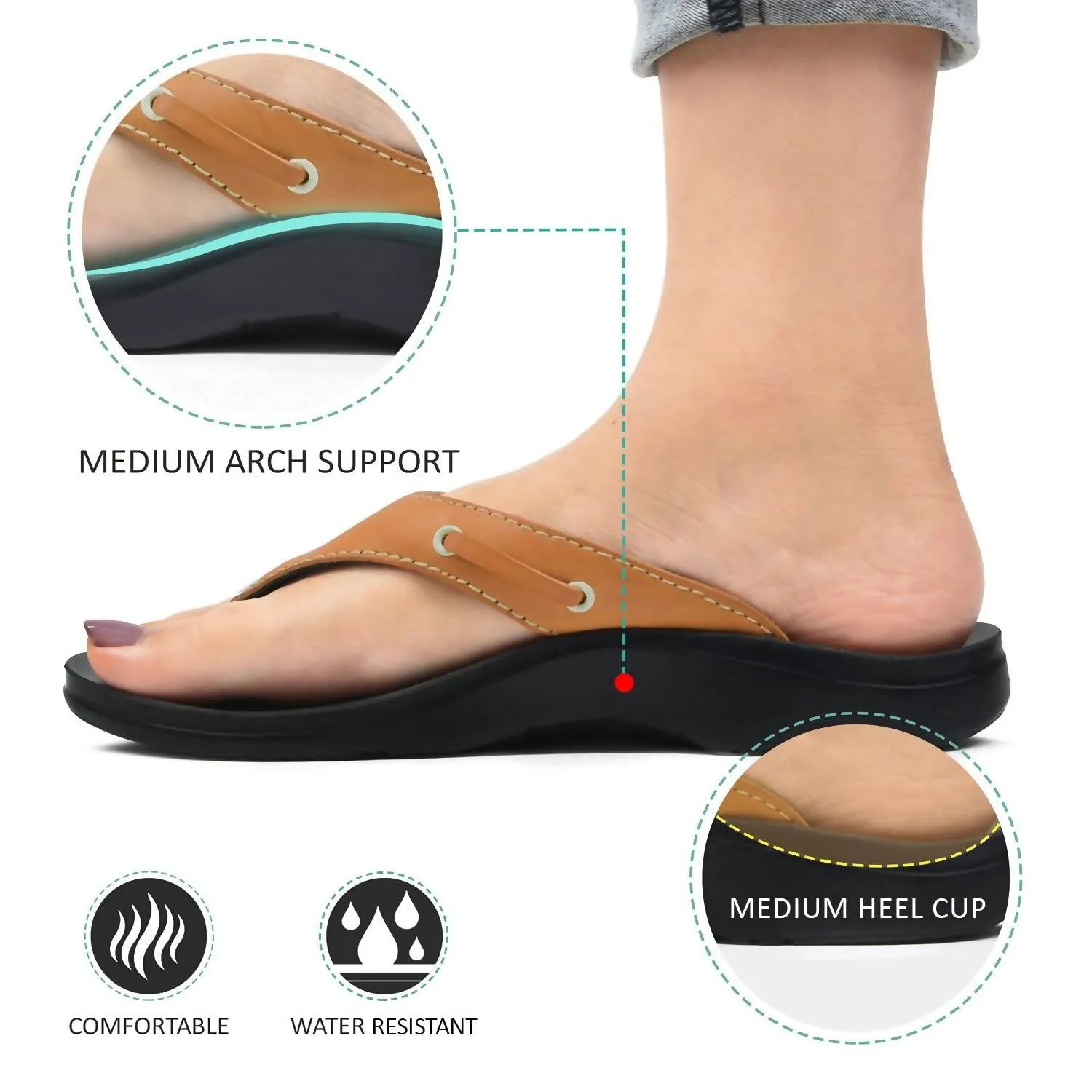 Women's Paradigm Thong Flip Flops Sandals In Tan