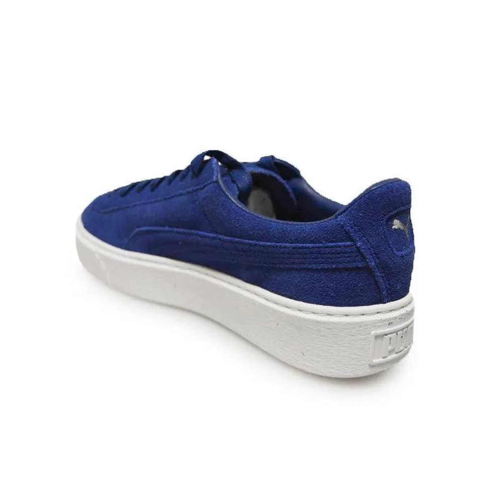 Womens Puma Suede Platform - 36222302 - Blue White Trainers