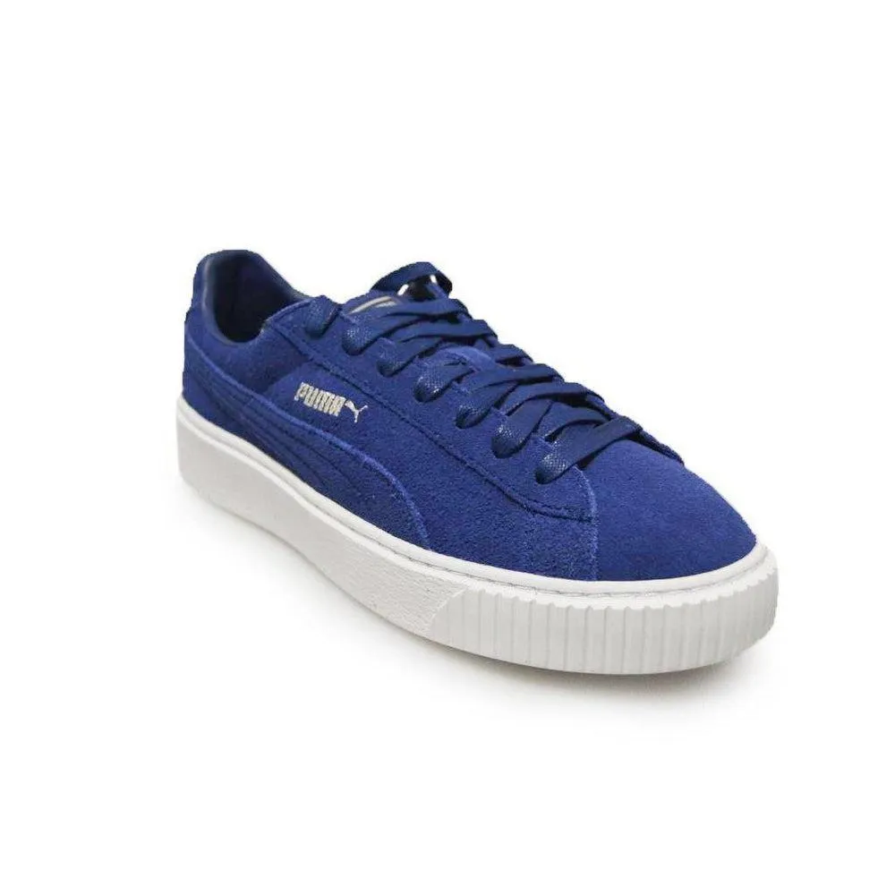 Womens Puma Suede Platform - 36222302 - Blue White Trainers