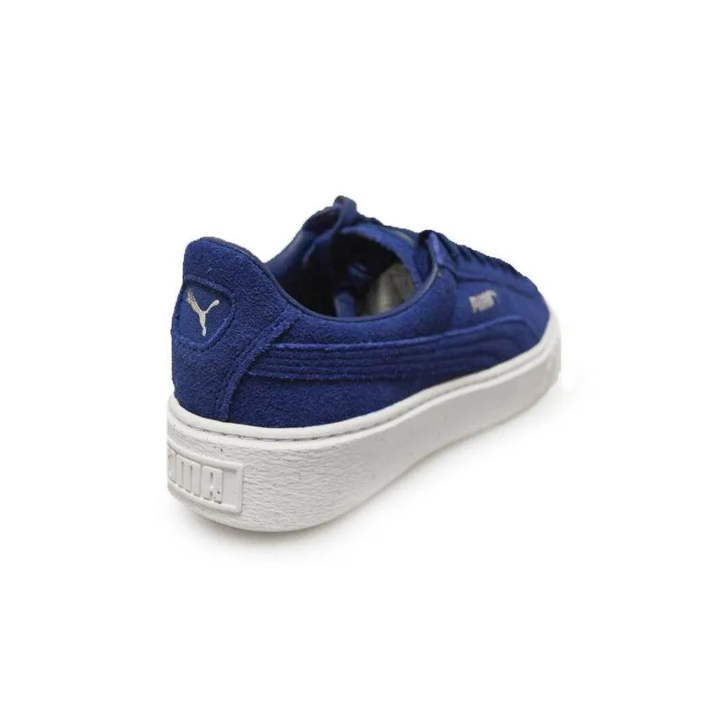 Womens Puma Suede Platform - 36222302 - Blue White Trainers
