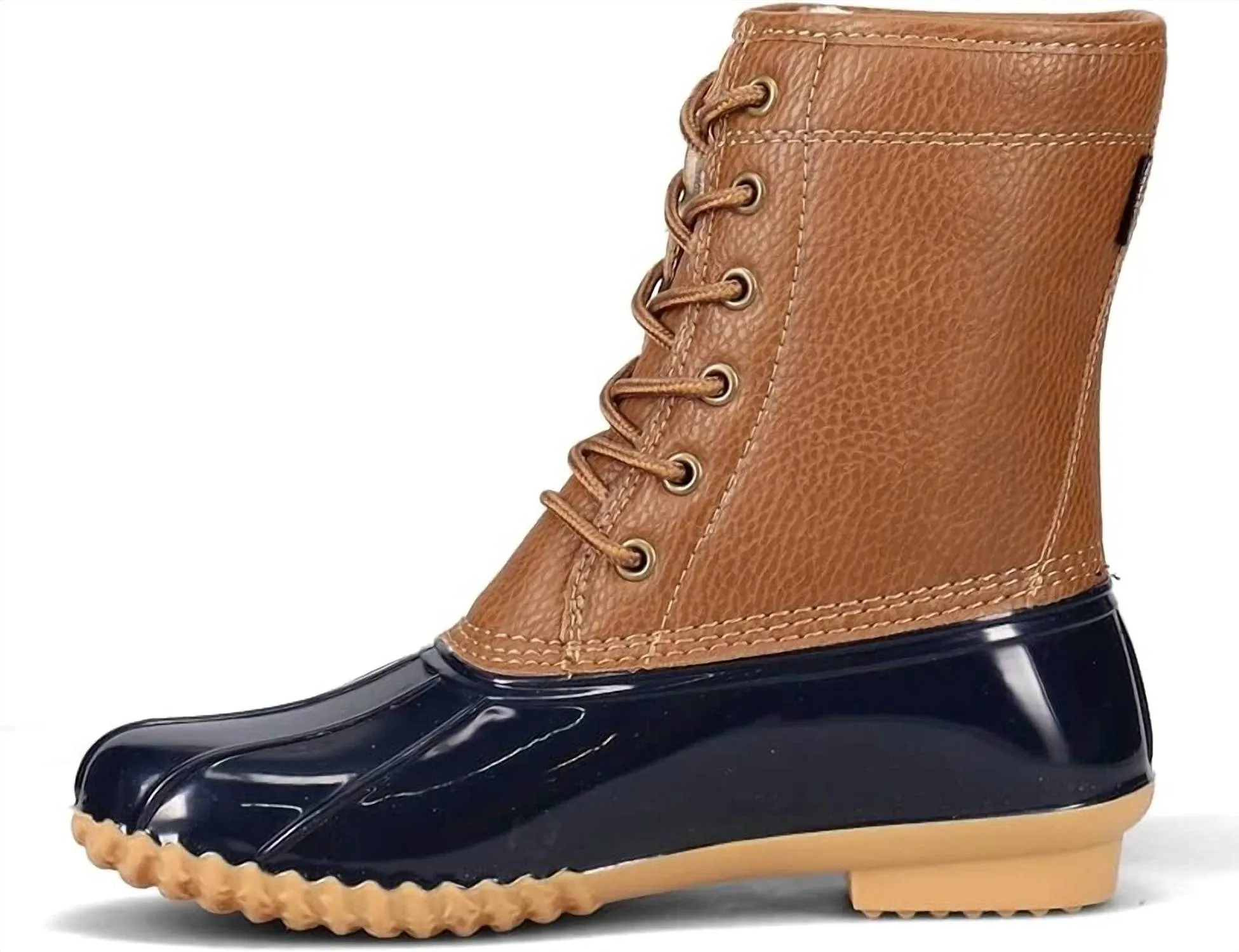 Women's Rain Mid Calf Boot In Navy/tan