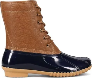 Women's Rain Mid Calf Boot In Navy/tan