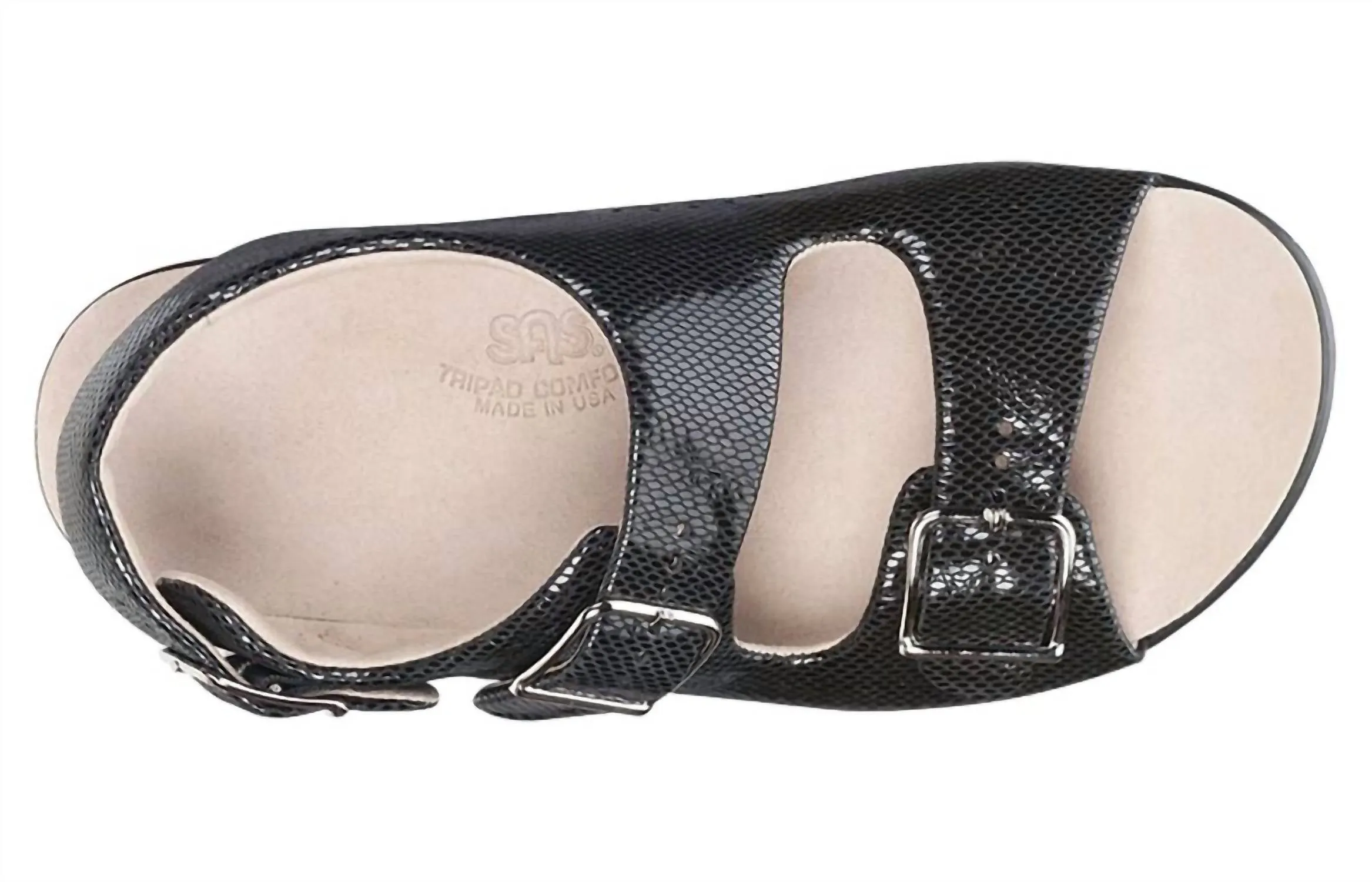 Women's Relaxed Heel Strap Sandal In Black Snake