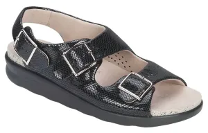 Women's Relaxed Heel Strap Sandal In Black Snake