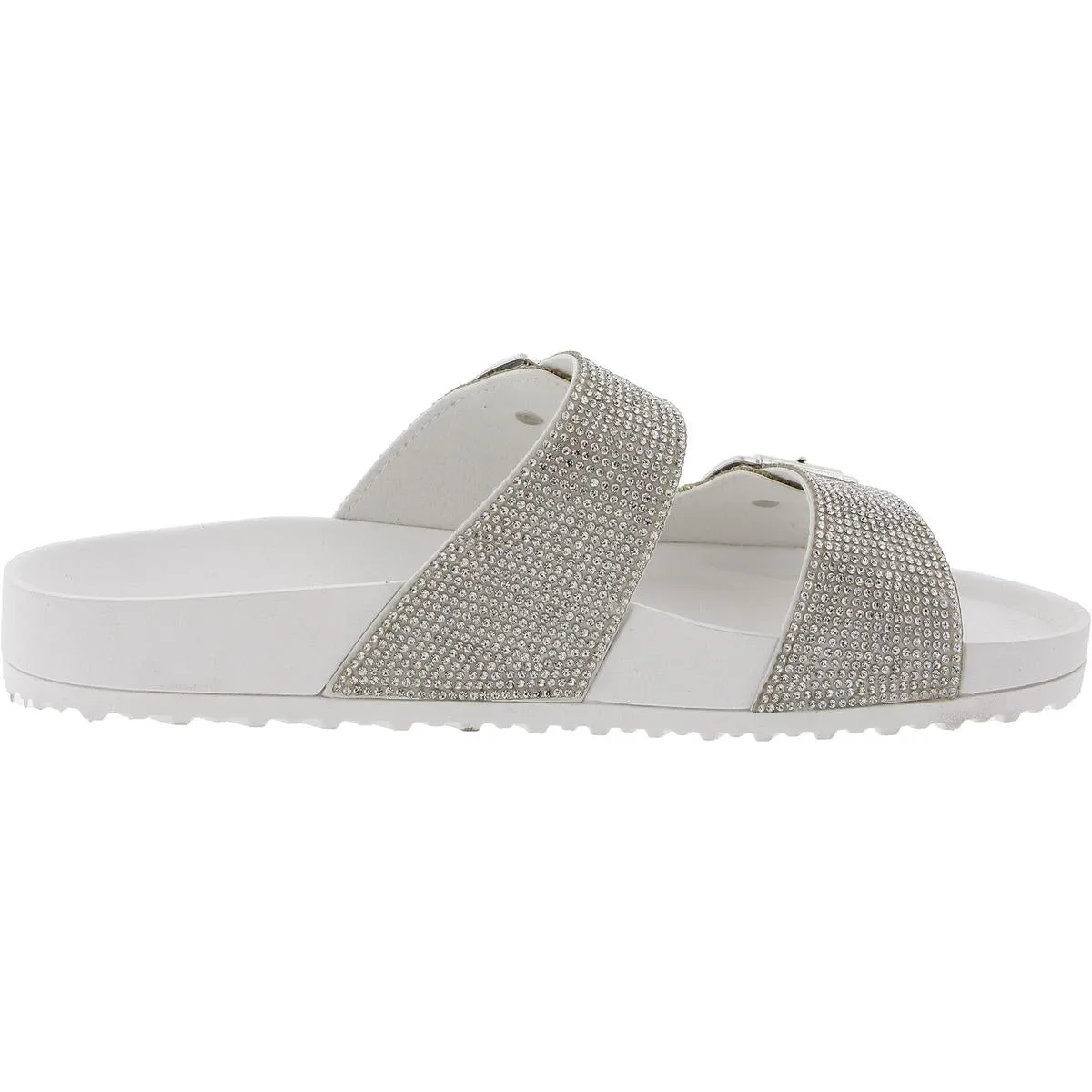 Womens Rhinestone Man Made Slide Sandals