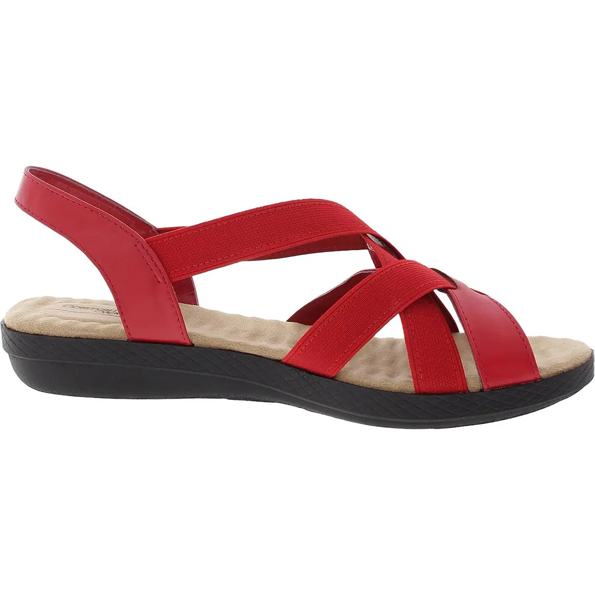 Womens Stretch Faux Leather Slingback Sandals