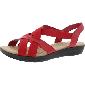 Womens Stretch Faux Leather Slingback Sandals
