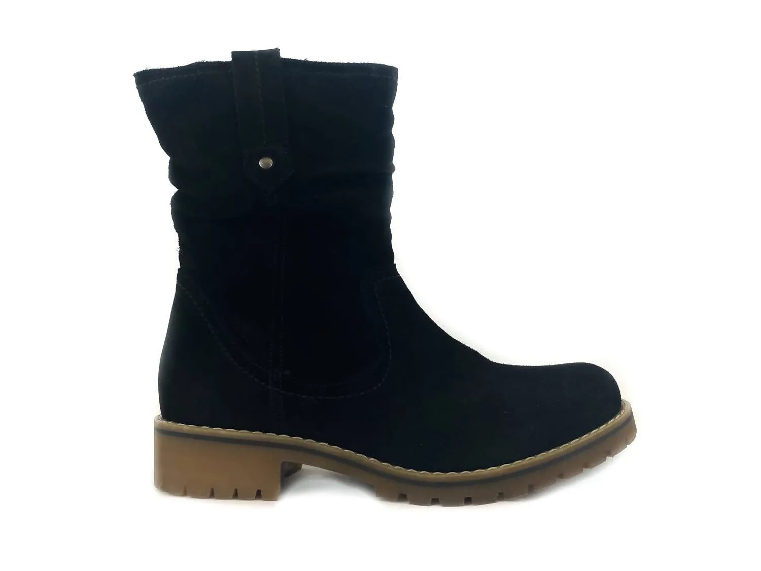 Women's Texas Waterproof Suede Lug Sole Boot In Black Suede