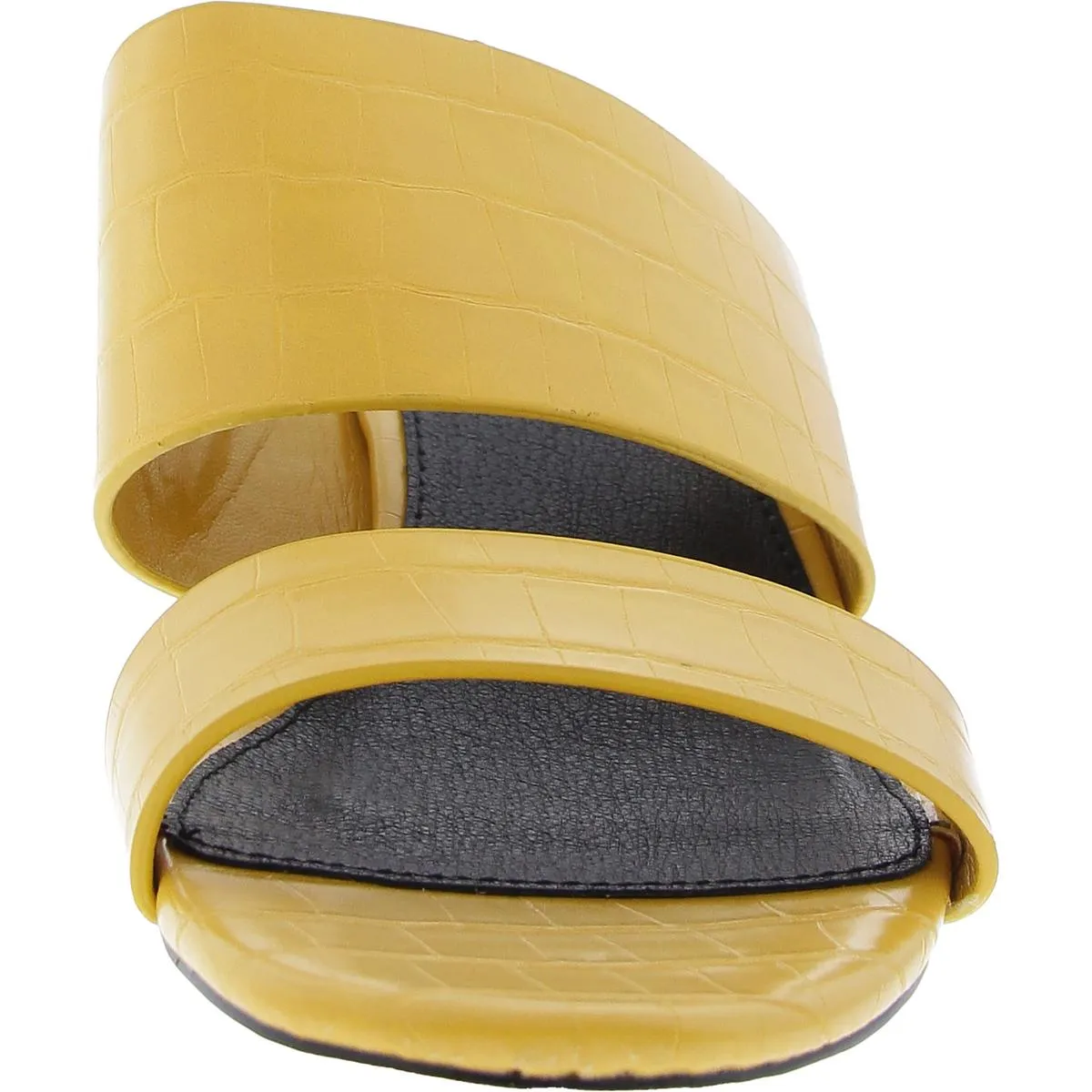Womens Textured Vegan Leather Block Heel