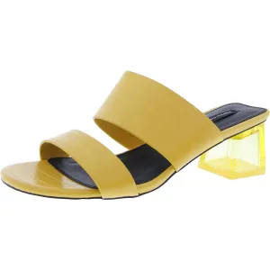 Womens Textured Vegan Leather Block Heel
