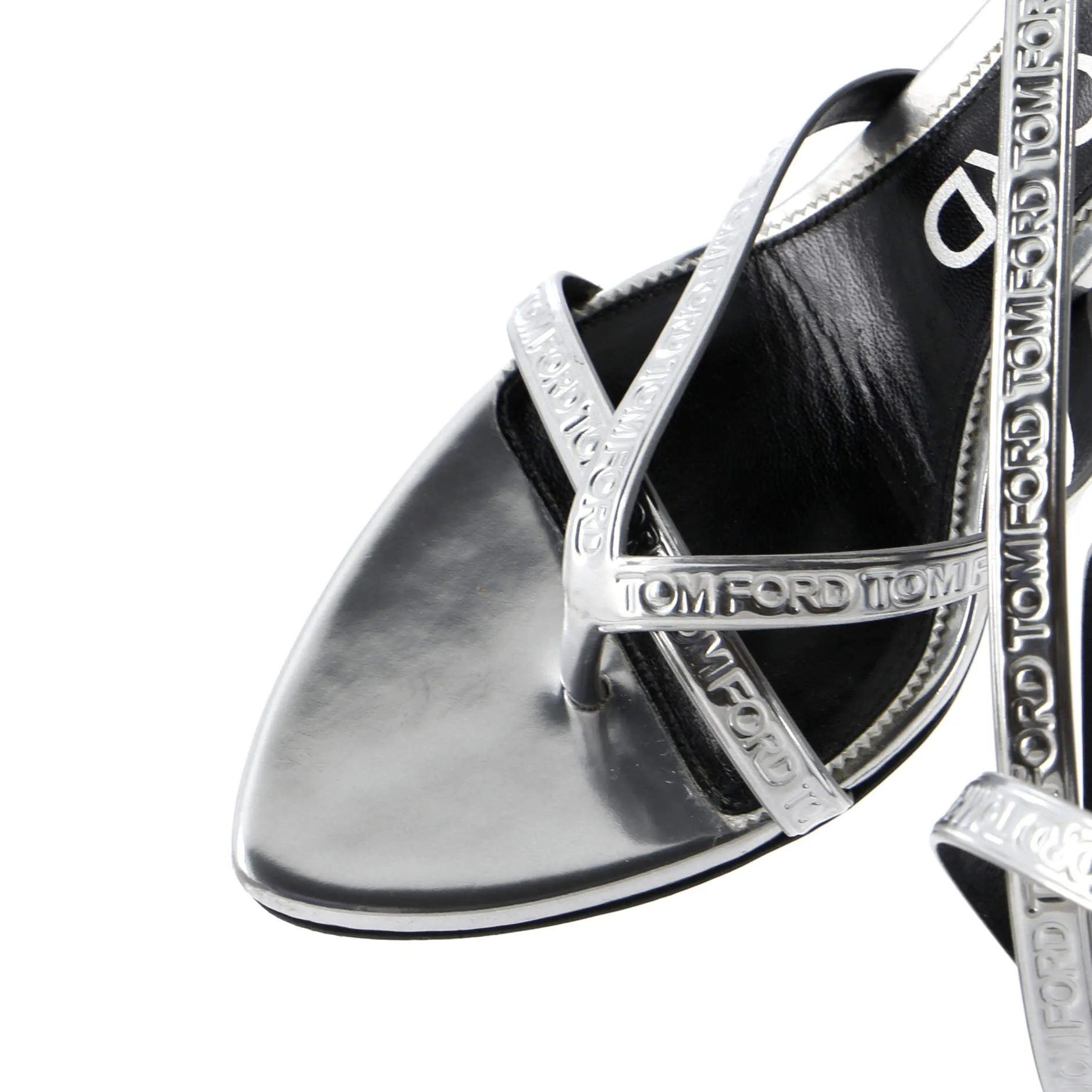 Women's Thong Ankle Wrap Sandals Embossed Leather