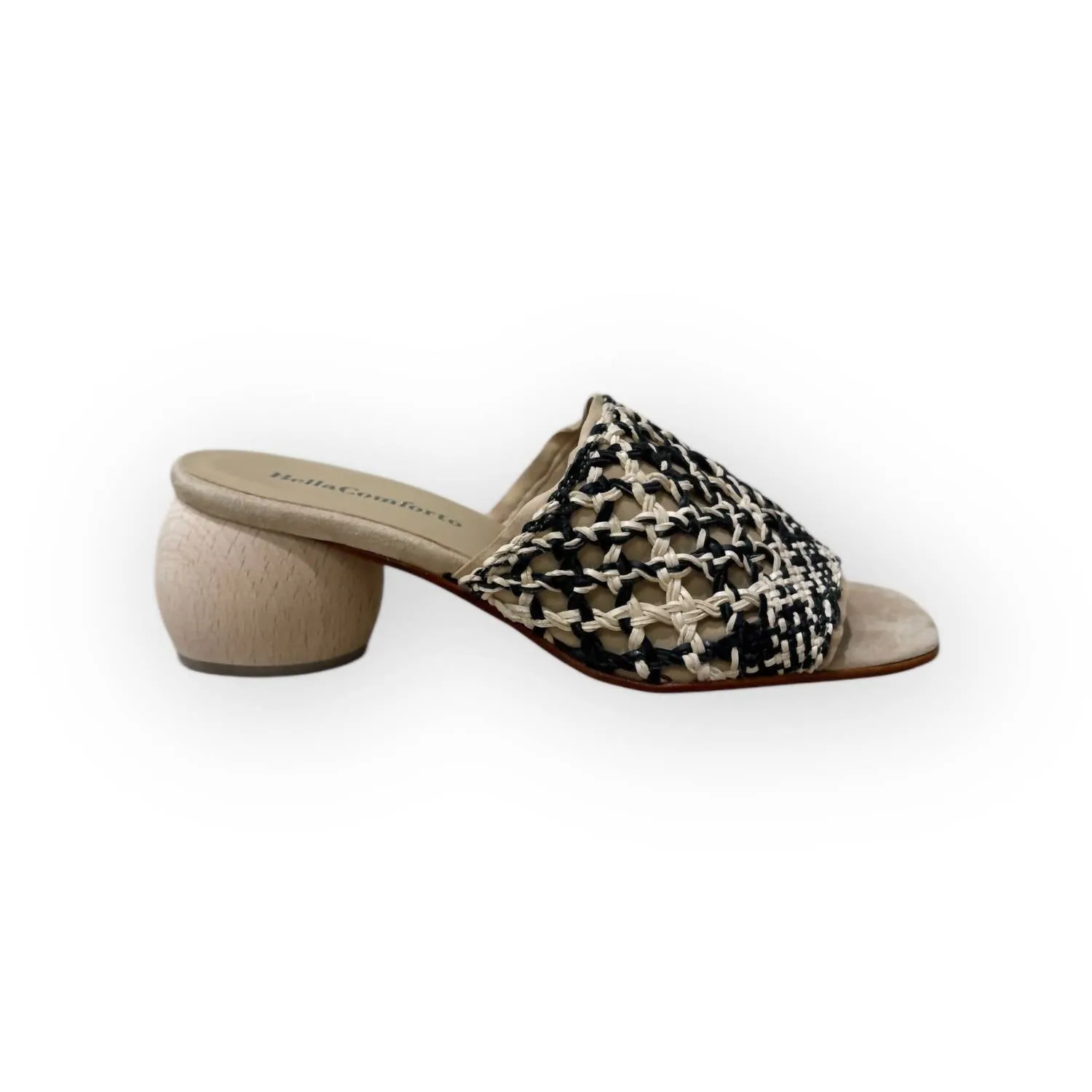 Women's Wera Round Heel Woven Slide In Camel/black