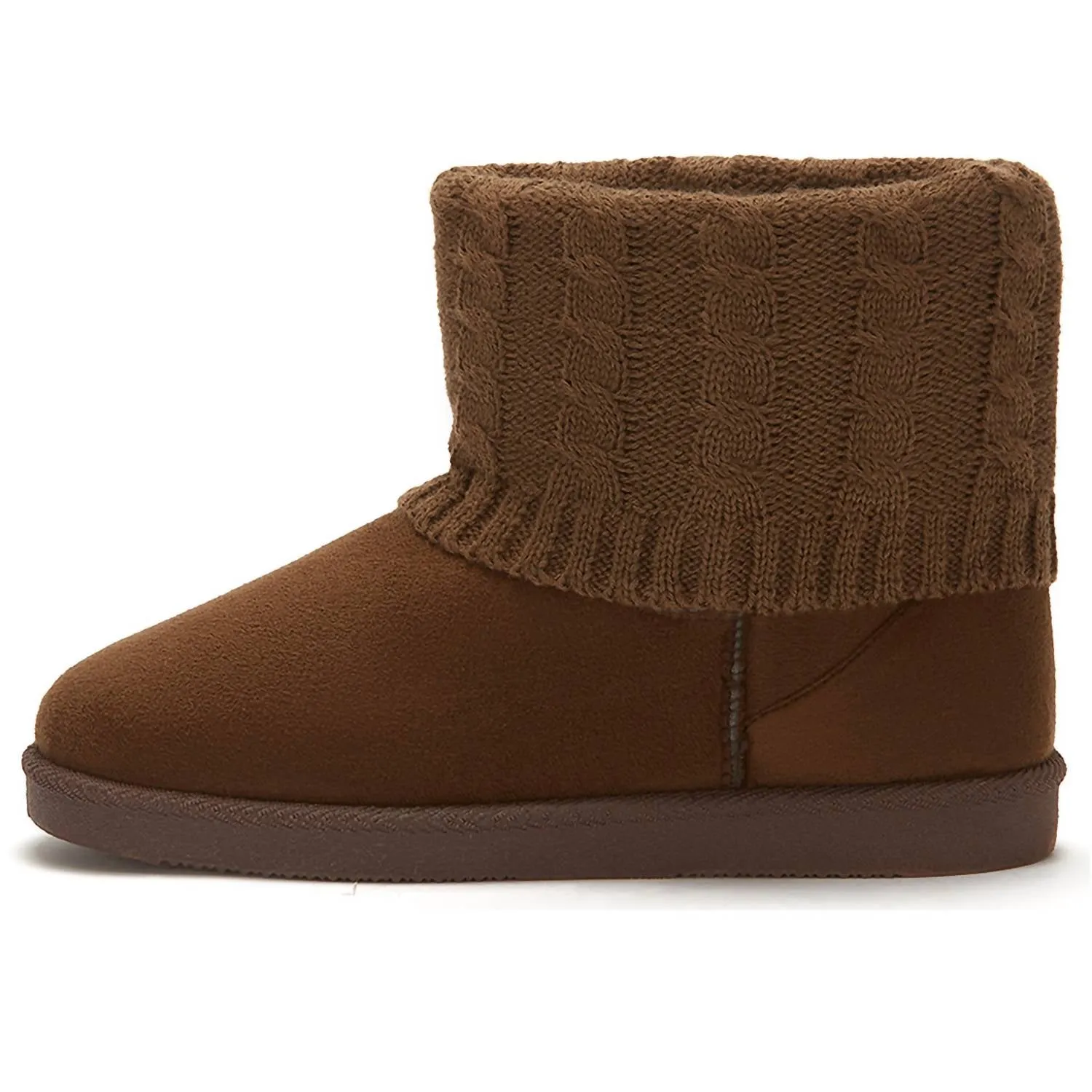 Women's Winter Booties With Knit Shaft In Brown