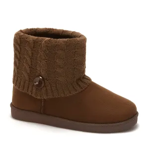 Women's Winter Booties With Knit Shaft In Brown