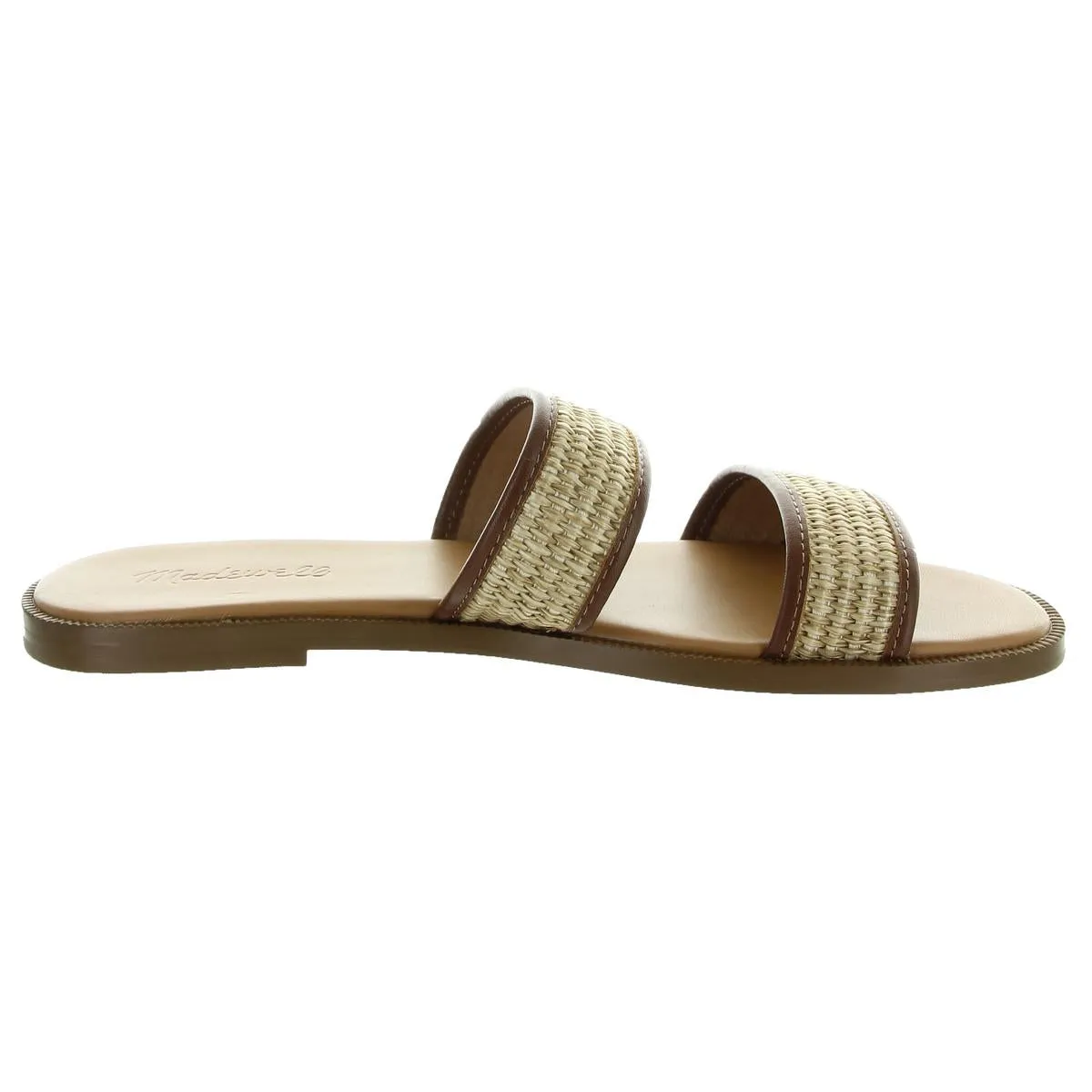 Womens Woven Leather Slide Sandals