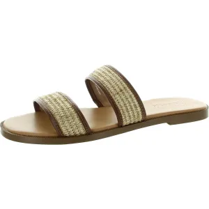 Womens Woven Leather Slide Sandals