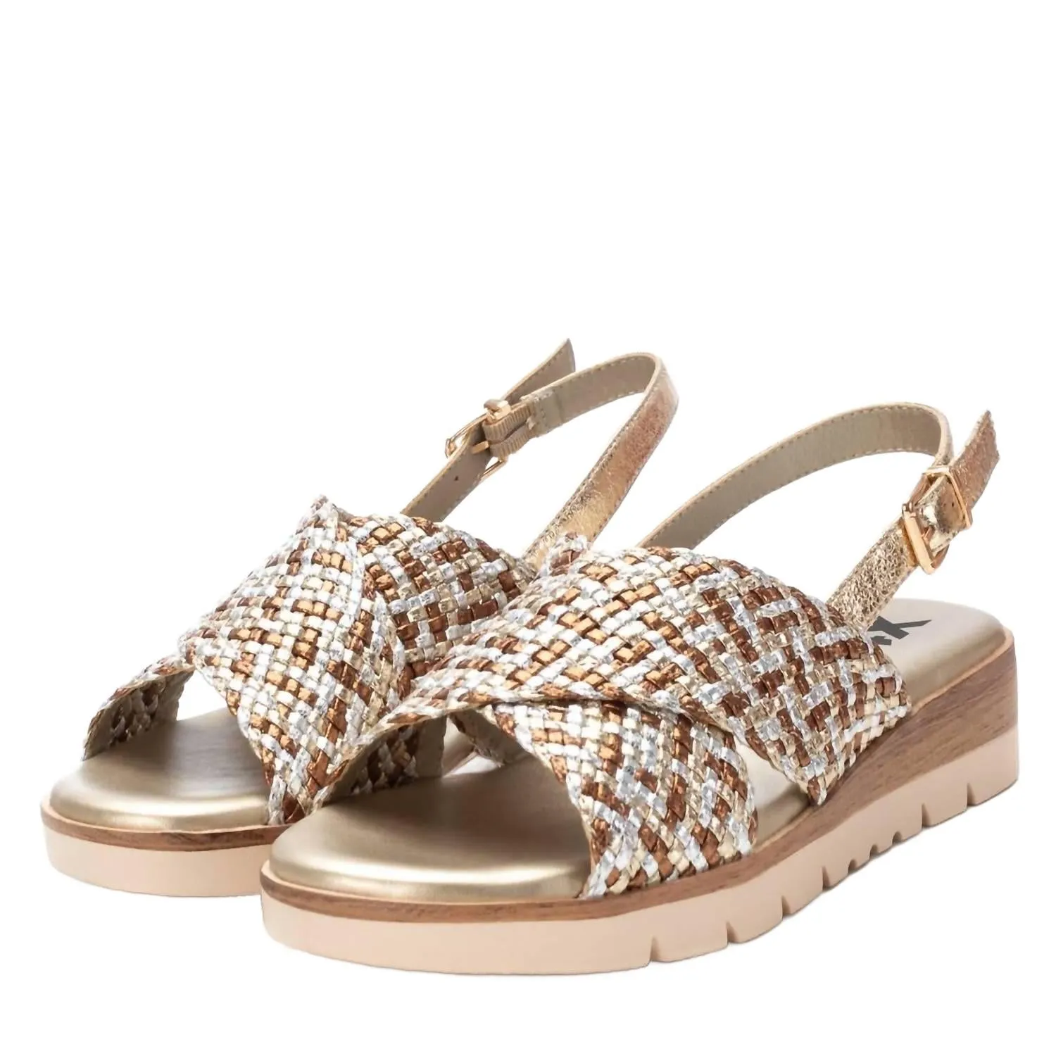 Women's Woven Slingback Sandals In Gold
