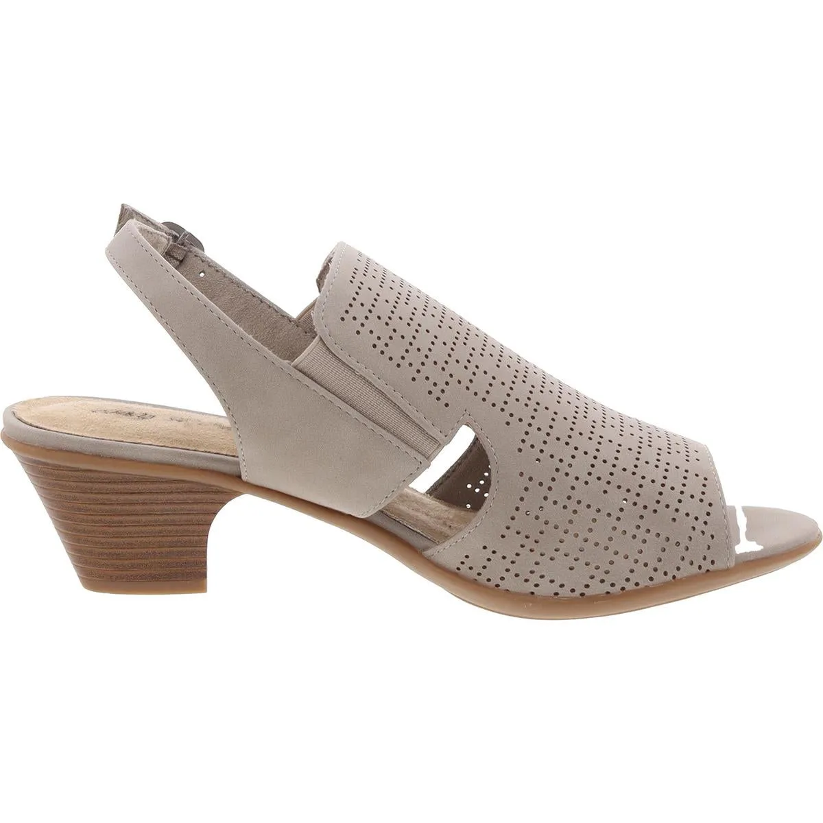 Zelma Womens Buckle Faux Leather Slingback Sandals