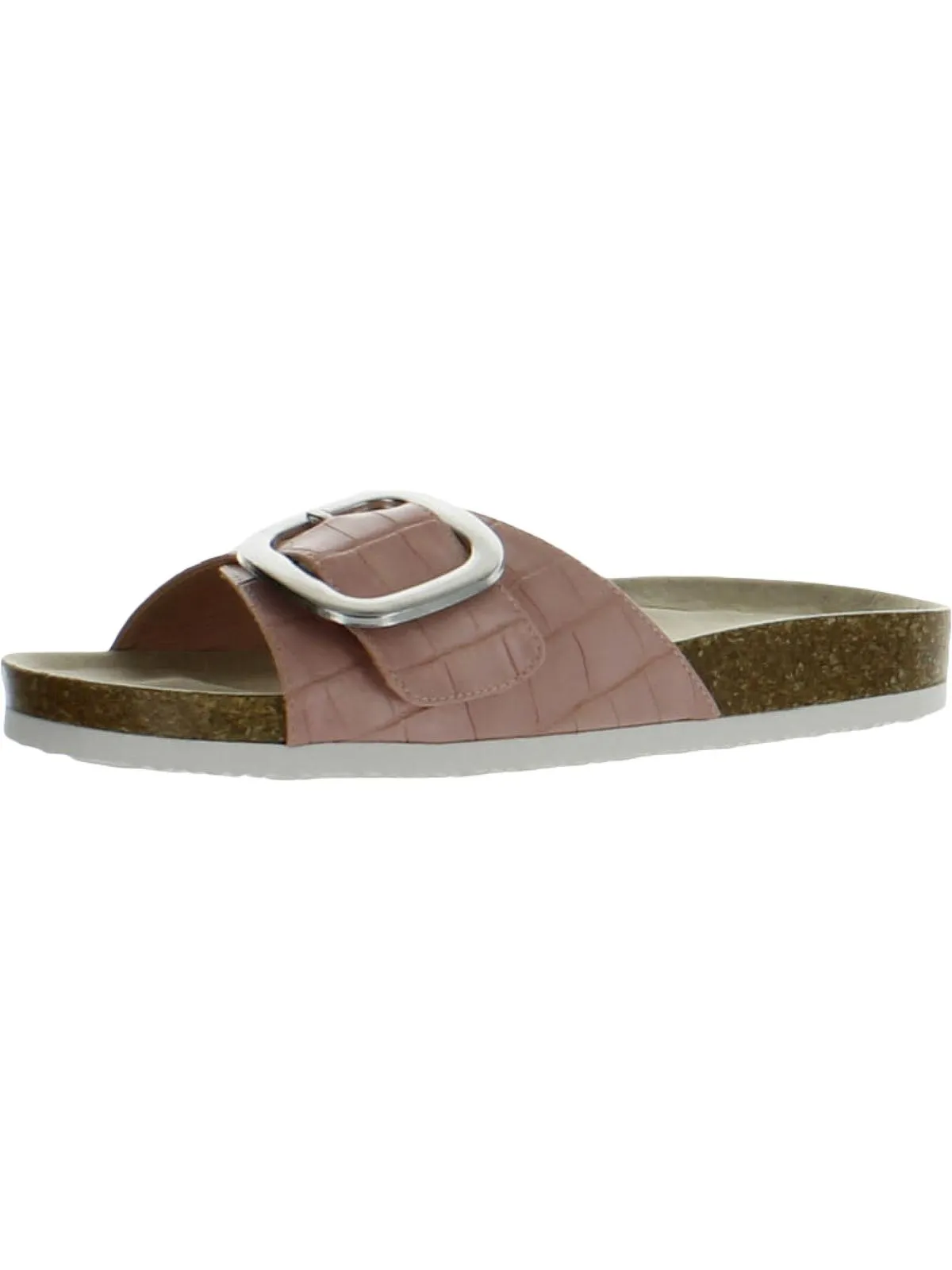Zerri Womens Faux Leather Slip On Footbed Sandals
