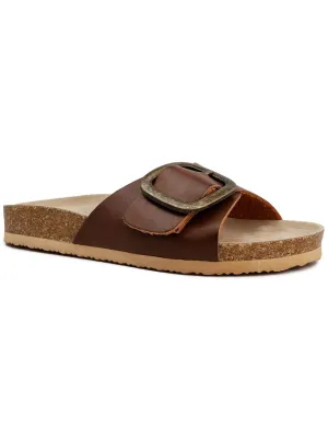Zerri Womens Faux Leather Slip On Footbed Sandals